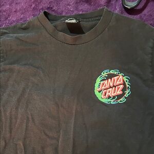 Santa Cruz Black Tee with Green and Red Logo